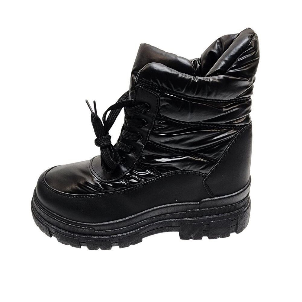 Black Padded Men's Winter Snow Boots Faux Fur Lined Size 10 By Viapip